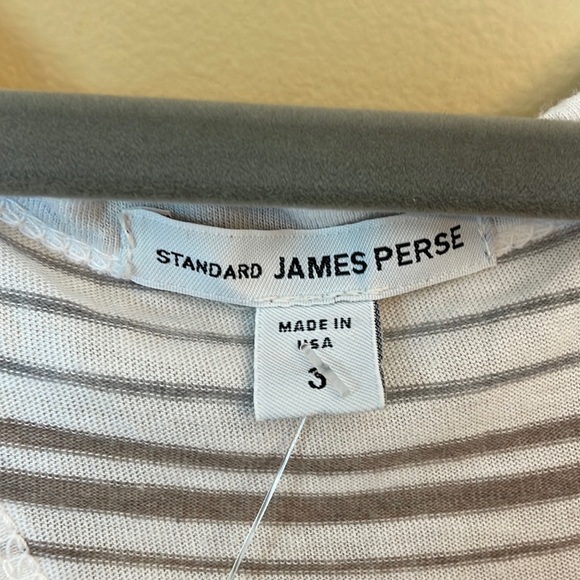 James Perse Neutral Minimalist Striped Racerback Tank Top, Size 3 / Large - Picture 3 of 8